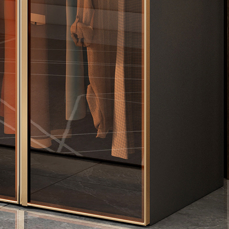 Modern Style Glass Wardrobe Bedroom Wardrobe Closet with Hinged Door