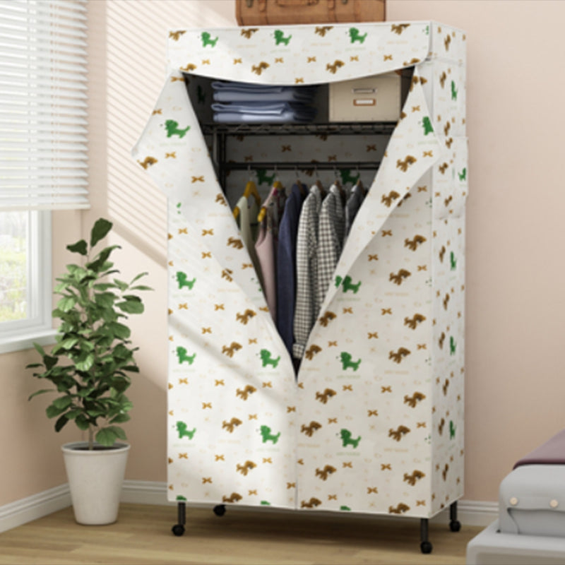 Contemporary Style 2-Shelf Wardrobe Steel Cloth Rod Included Wardrobe Closet