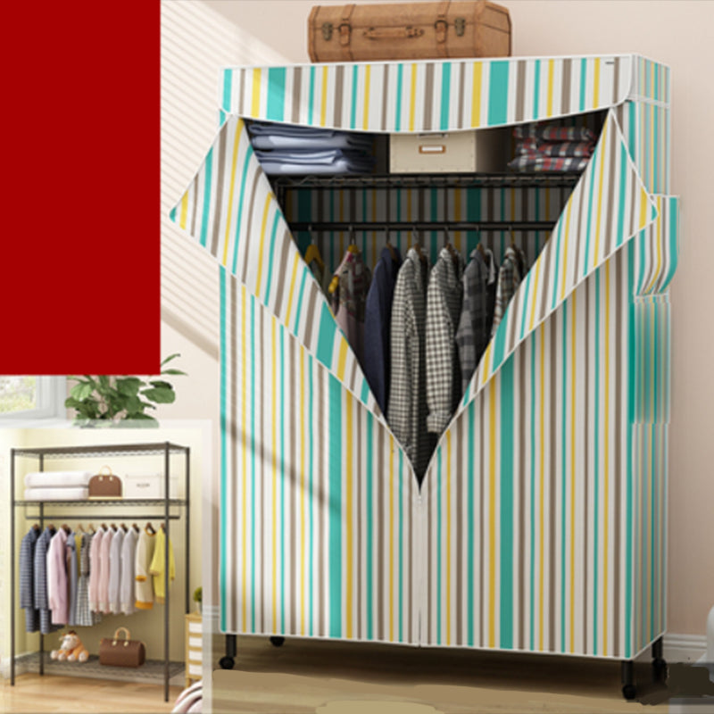 Contemporary Style 2-Shelf Wardrobe Steel Cloth Rod Included Wardrobe Closet