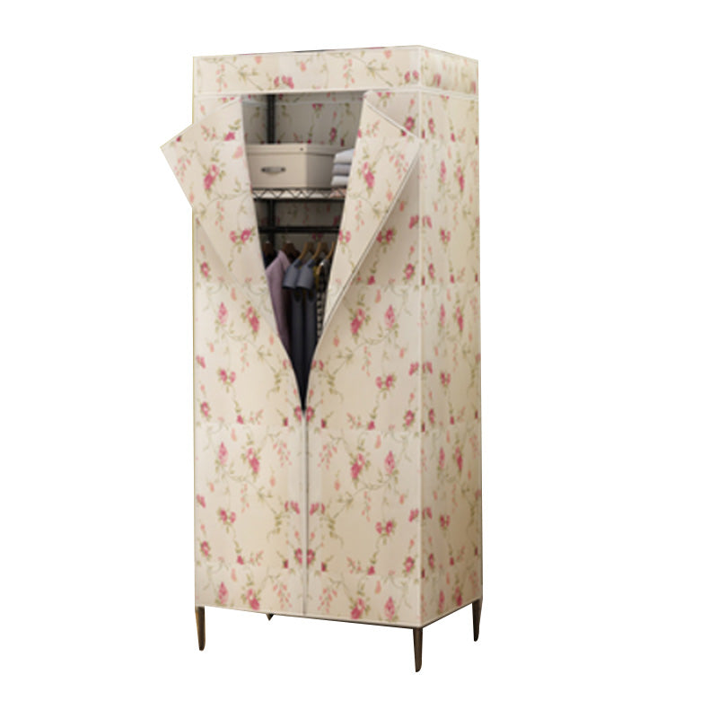 Contemporary Style 2-Shelf Wardrobe Steel Cloth Rod Included Wardrobe Closet