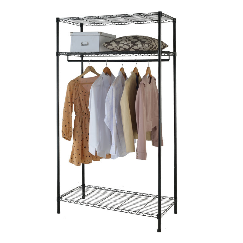 Contemporary Style 2-Shelf Wardrobe Steel Cloth Rod Included Wardrobe Closet