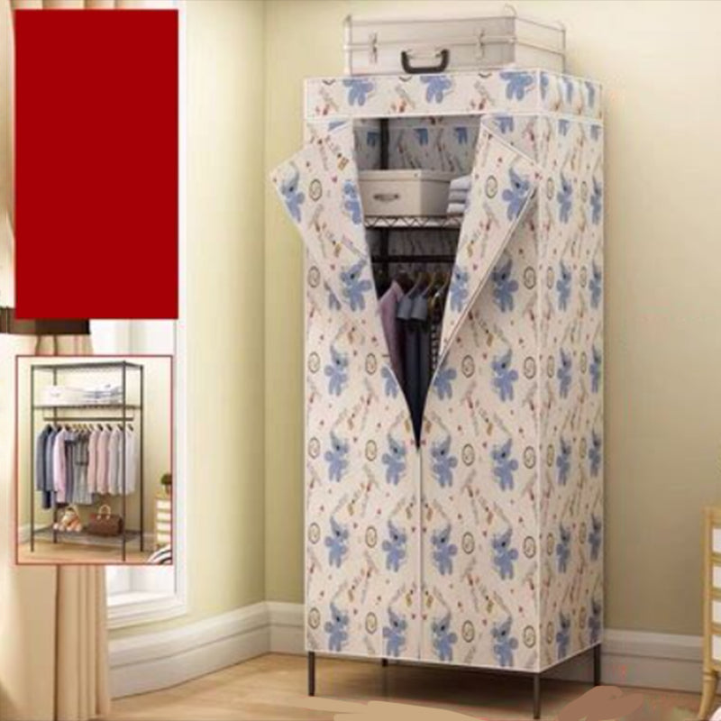 Contemporary Style 2-Shelf Wardrobe Steel Cloth Rod Included Wardrobe Closet