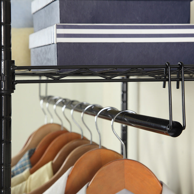 Contemporary Style 2-Shelf Wardrobe Steel Cloth Rod Included Wardrobe Closet