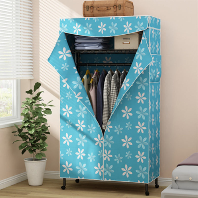 Contemporary Style 2-Shelf Wardrobe Steel Cloth Rod Included Wardrobe Closet