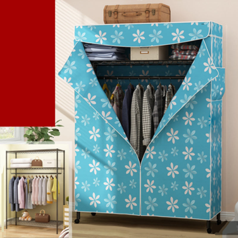 Contemporary Style 2-Shelf Wardrobe Steel Cloth Rod Included Wardrobe Closet