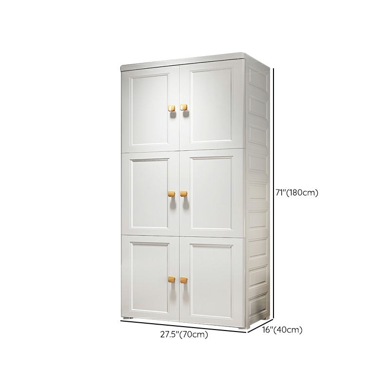 White Plastic Armoire, 2-Door Wardrobe With 2-Drawers and Clothing Rod