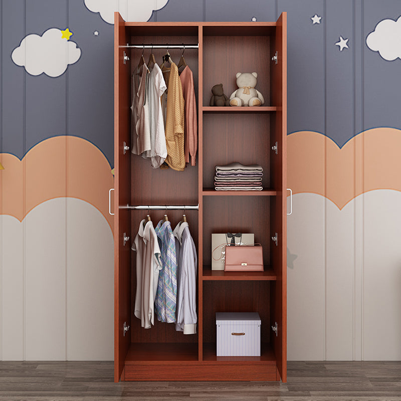 2 Door Modern and Contemporary Armoire Wood 4-shelf Wardrobe