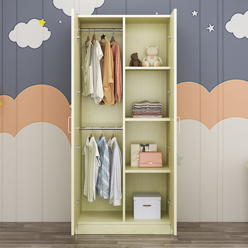 2 Door Modern and Contemporary Armoire Wood 4-shelf Wardrobe