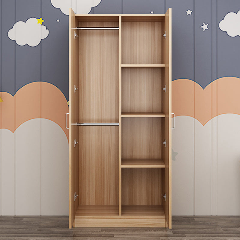 2 Door Modern and Contemporary Armoire Wood 4-shelf Wardrobe