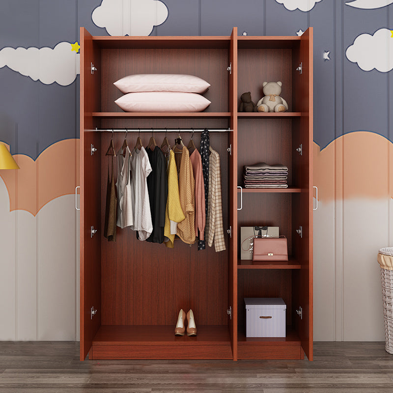 2 Door Modern and Contemporary Armoire Wood 4-shelf Wardrobe