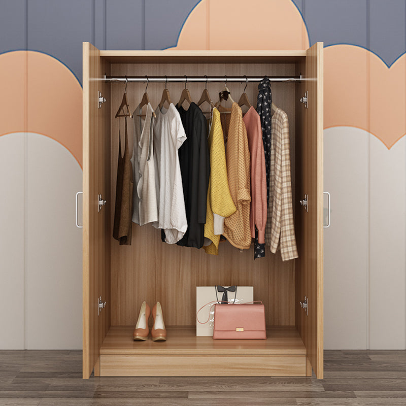 2 Door Modern and Contemporary Armoire Wood 4-shelf Wardrobe