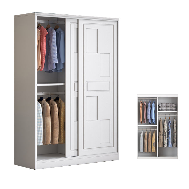 Modern Freestanding Wardrobe Armoire, 2-door Manufatured Armoire with Shelves in White