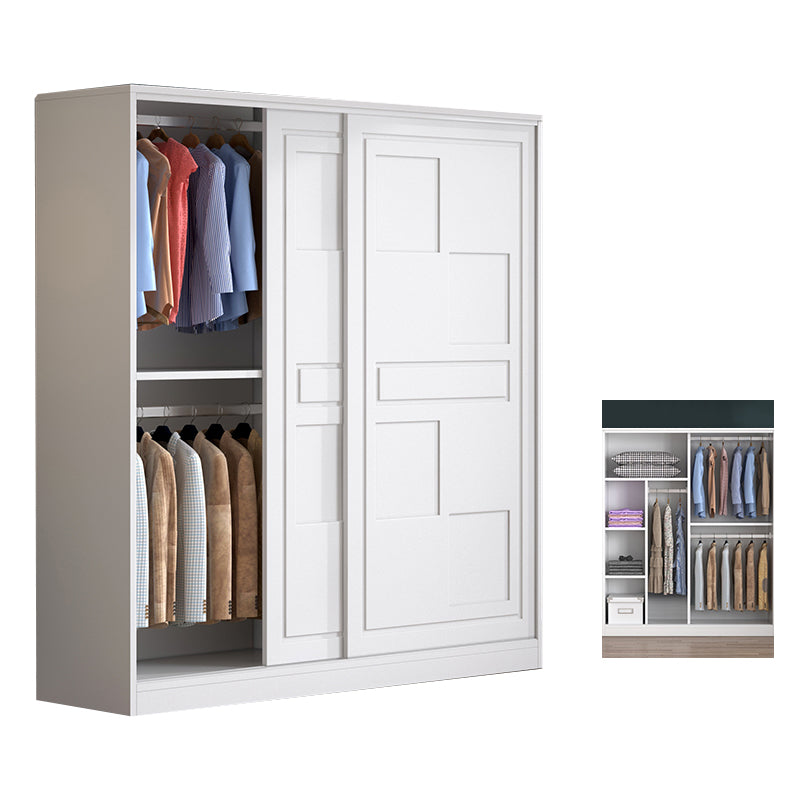 Modern Freestanding Wardrobe Armoire, 2-door Manufatured Armoire with Shelves in White