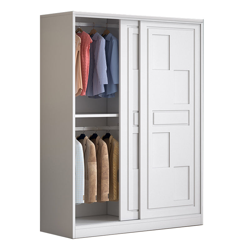Modern Freestanding Wardrobe Armoire, 2-door Manufatured Armoire with Shelves in White