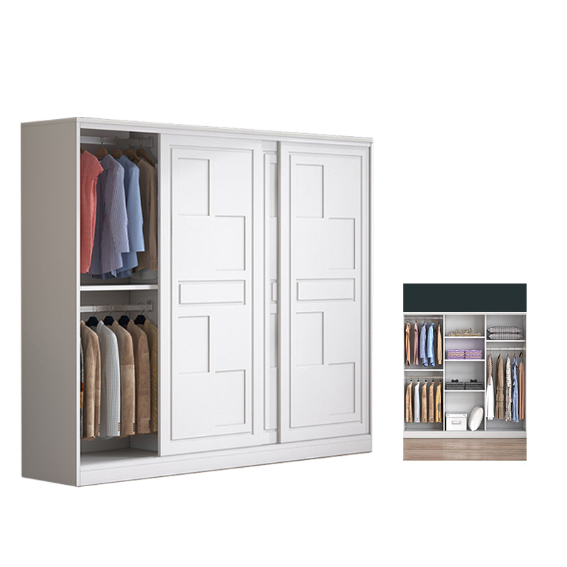 Modern Freestanding Wardrobe Armoire, 2-door Manufatured Armoire with Shelves in White