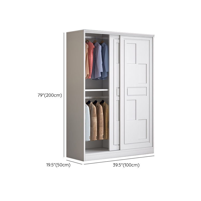 Modern Freestanding Wardrobe Armoire, 2-door Manufatured Armoire with Shelves in White