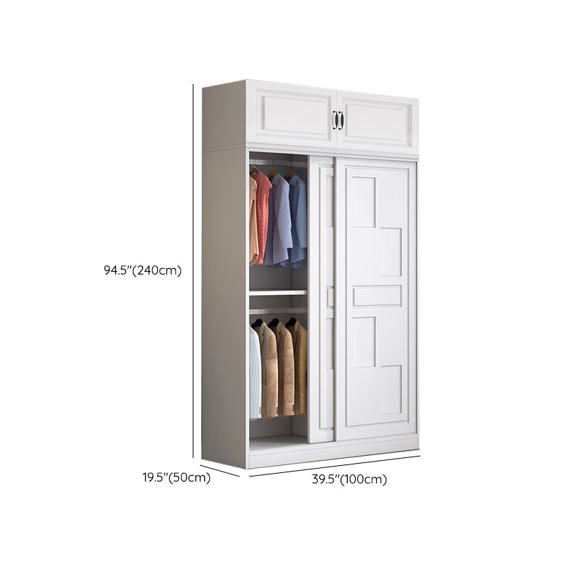 Modern Freestanding Wardrobe Armoire, 2-door Manufatured Armoire with Shelves in White