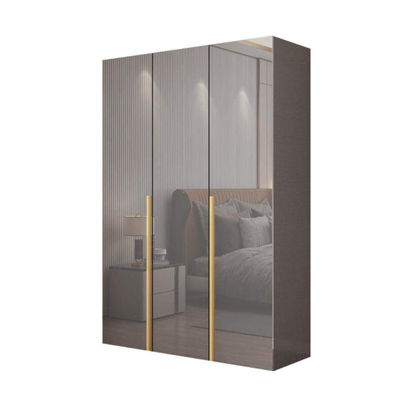 White Paint Light Luxury Wooden Wardrobe with Shelves and Sliding Door