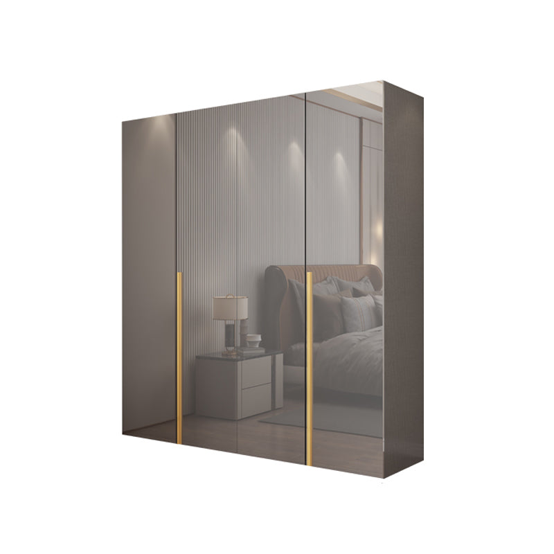 White Paint Light Luxury Wooden Wardrobe with Shelves and Sliding Door