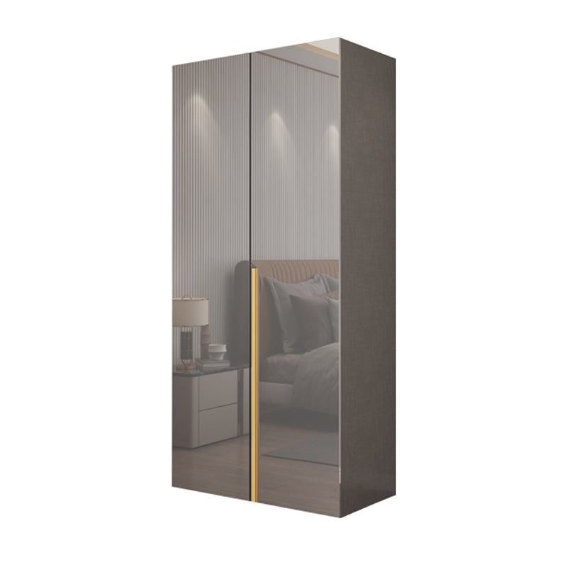 White Paint Light Luxury Wooden Wardrobe with Shelves and Sliding Door