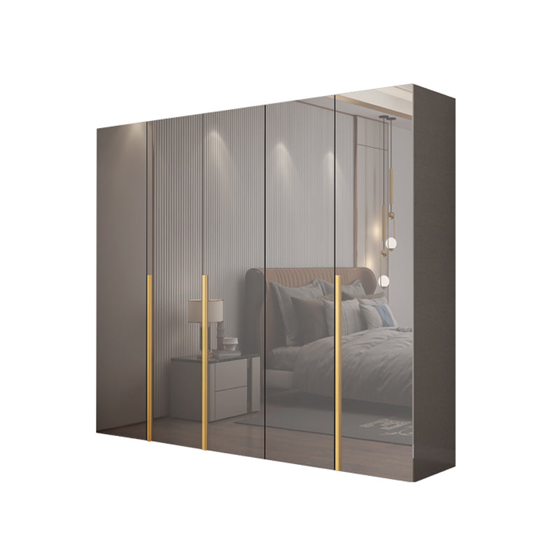 White Paint Light Luxury Wooden Wardrobe with Shelves and Sliding Door