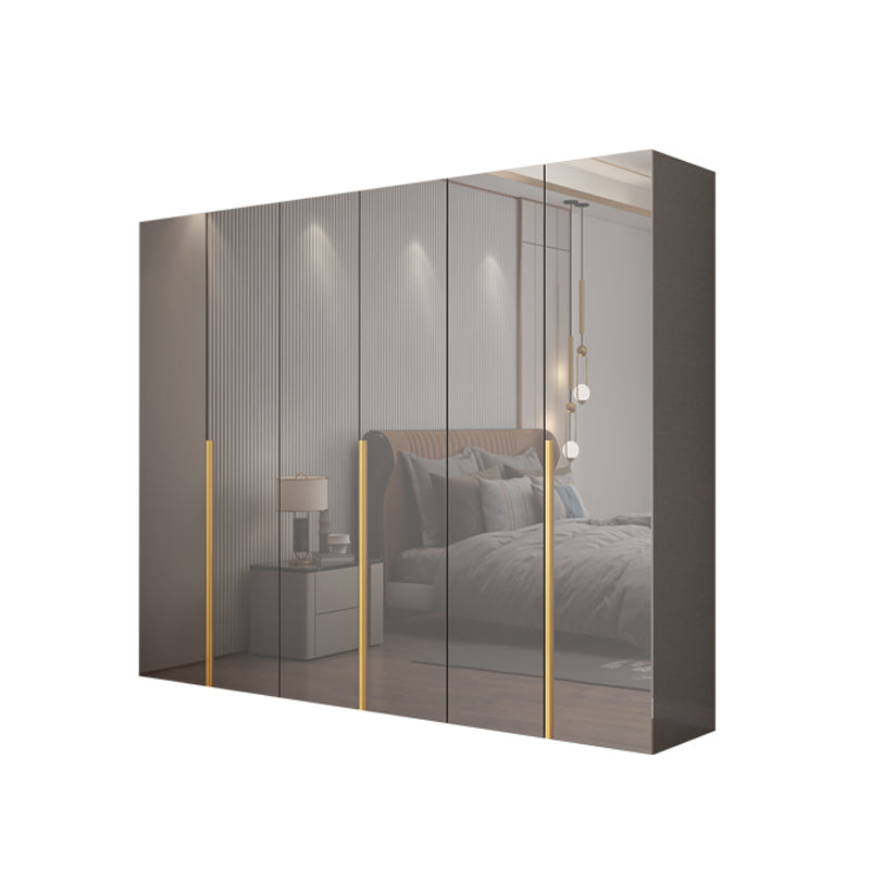 White Paint Light Luxury Wooden Wardrobe with Shelves and Sliding Door