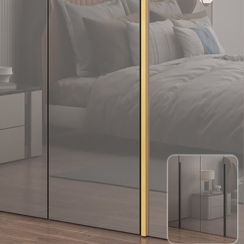 White Paint Light Luxury Wooden Wardrobe with Shelves and Sliding Door