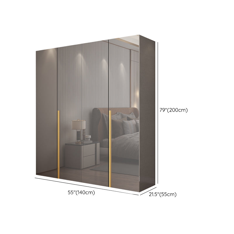 White Paint Light Luxury Wooden Wardrobe with Shelves and Sliding Door