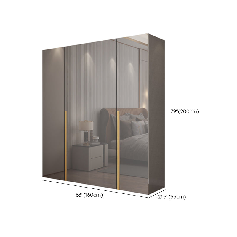 White Paint Light Luxury Wooden Wardrobe with Shelves and Sliding Door