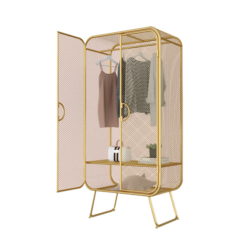 Nordic Iron Grid Wardrobe Long Hanging Storage Metal Storage Cabinet