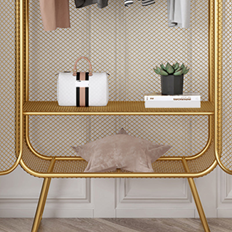 Nordic Iron Grid Wardrobe Long Hanging Storage Metal Storage Cabinet