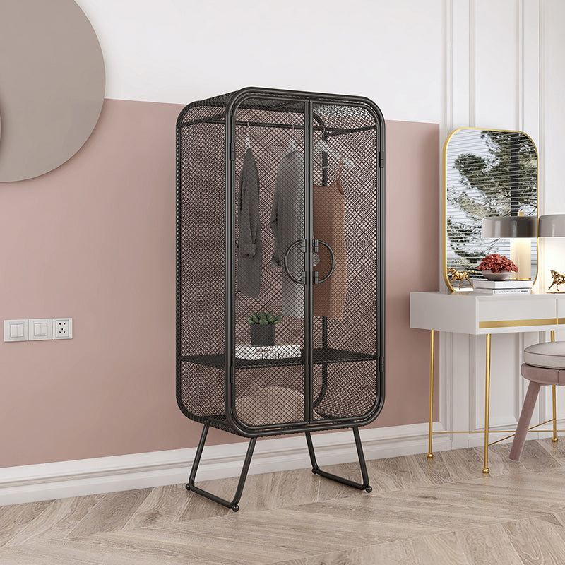 Nordic Iron Grid Wardrobe Long Hanging Storage Metal Storage Cabinet
