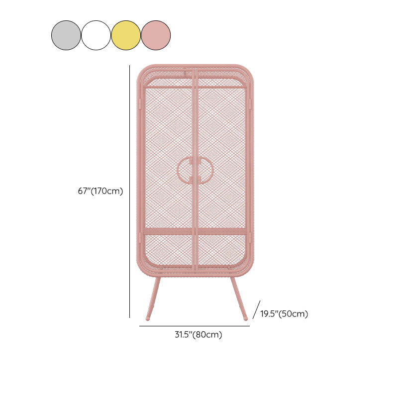 Nordic Iron Grid Wardrobe Long Hanging Storage Metal Storage Cabinet