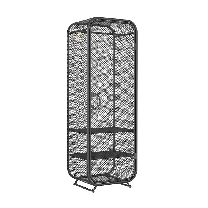 Modern 2-door Wardrobe Armoire Steel Storage Cabinet with 2 Shelves and Clothes Rail