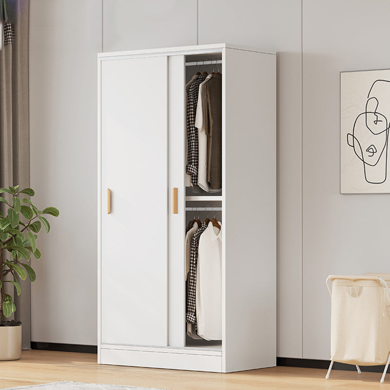 Modern Storage Cabinet Wooden 2-Door Wardrobe Armoire with Shelves and Clothes Rail