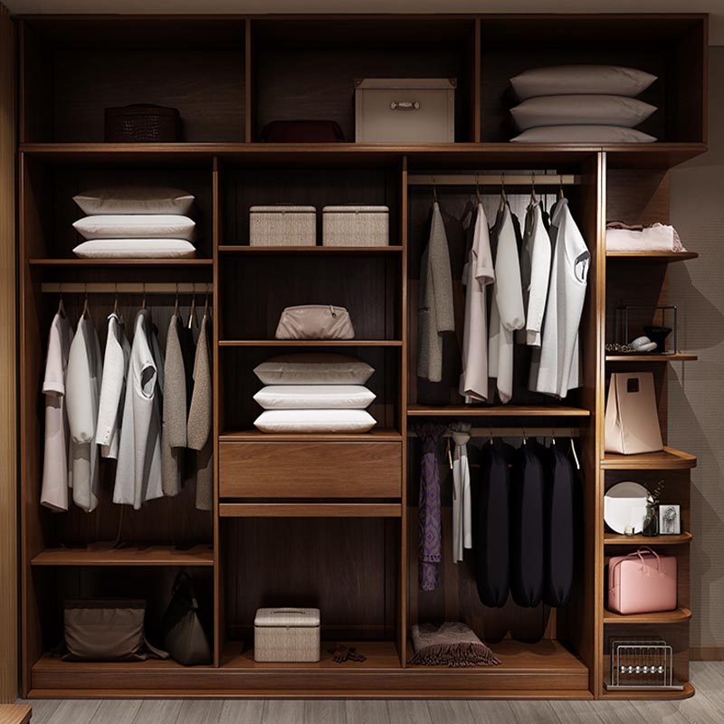 Bedroom Wardrobe Storage Cabinet Artificial Wood Modern - Armoire with Shelves