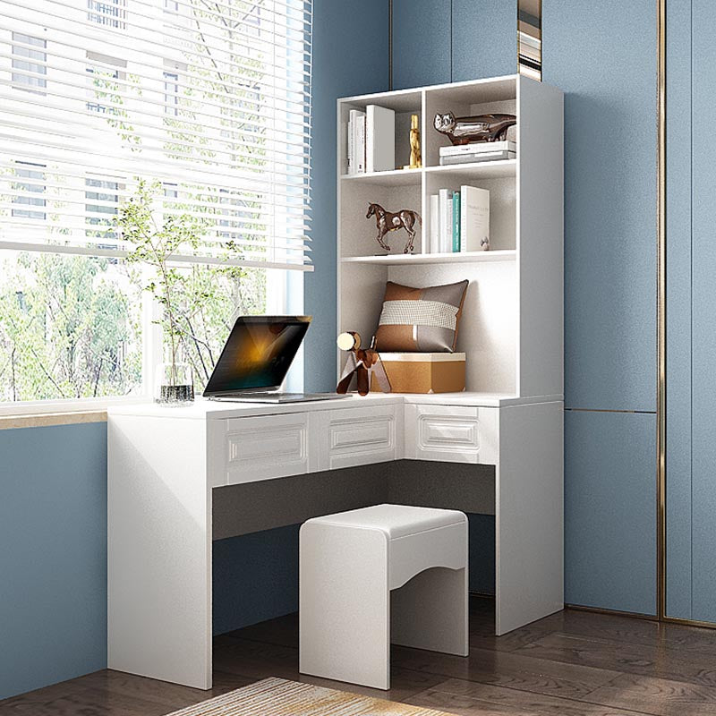 White Armoire Artificial Wood Wardrobe with Drawers and Clothes Rails Storage Cabinet