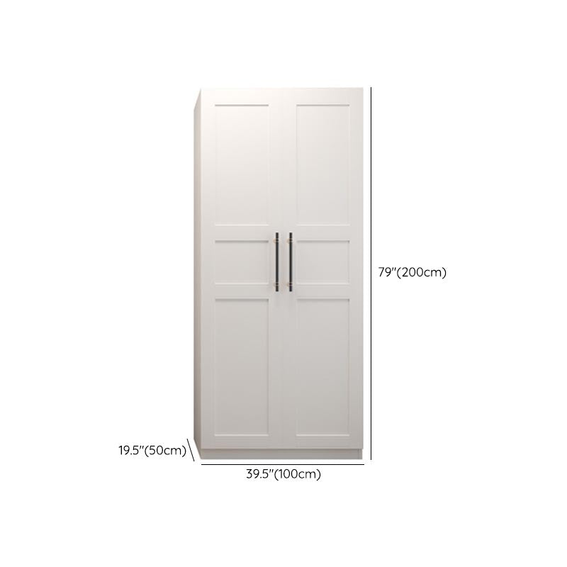 White Wood Wardrobe Cabinet With Drawers and Clothes Hanging Rod Storage Armoire