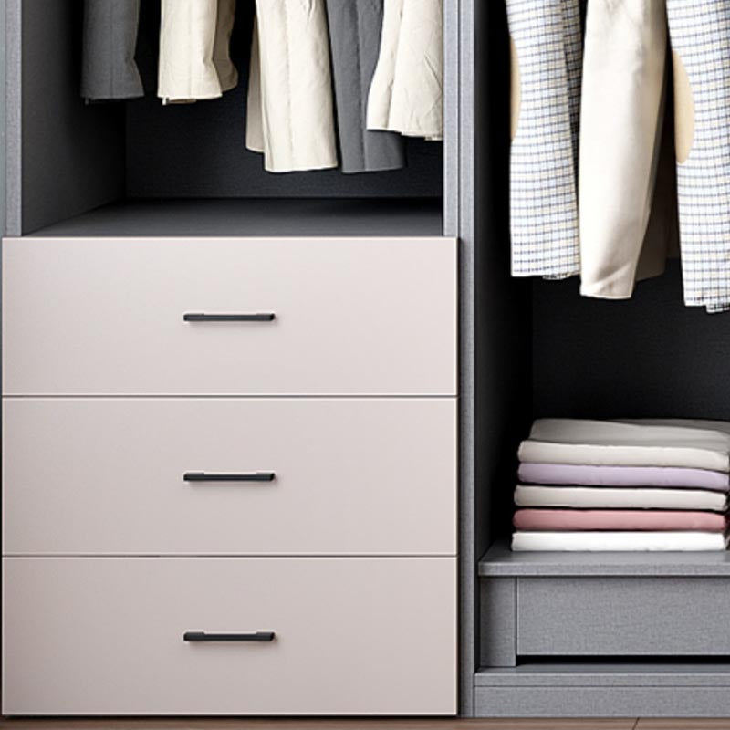 White Modern Armoire Engineered Wood Grand Wardrobe with Drawers and Hanging Rod