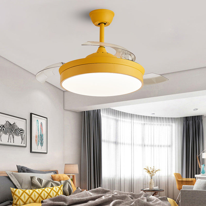 Nordic Ceiling Fan Lamp Fixture Colorful LED Ceiling Flush Mount for Kids' Room