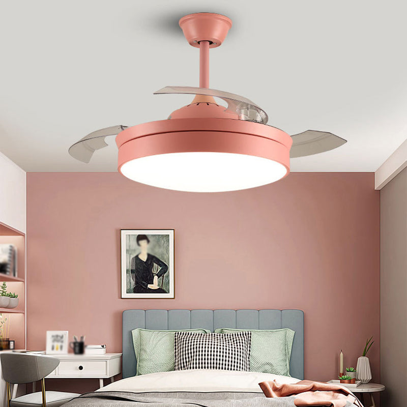 Nordic Ceiling Fan Lamp Fixture Colorful LED Ceiling Flush Mount for Kids' Room