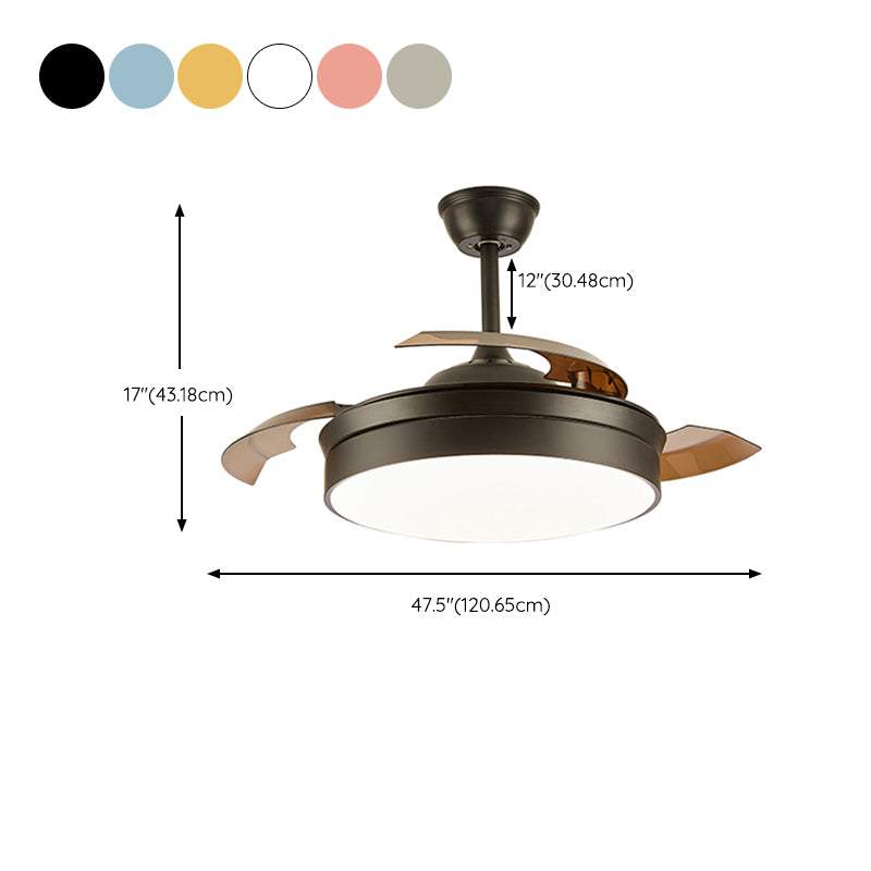 Nordic Ceiling Fan Lamp Fixture Colorful LED Ceiling Flush Mount for Kids' Room