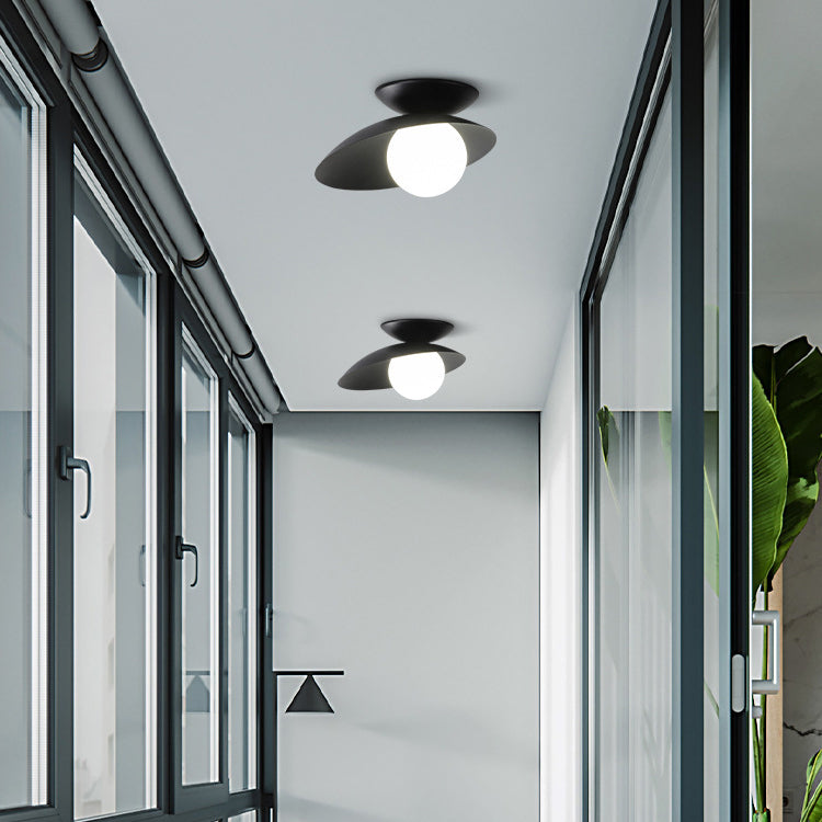 Single Black Flush Mount Lighting Unique Metal LED Ceiling Light