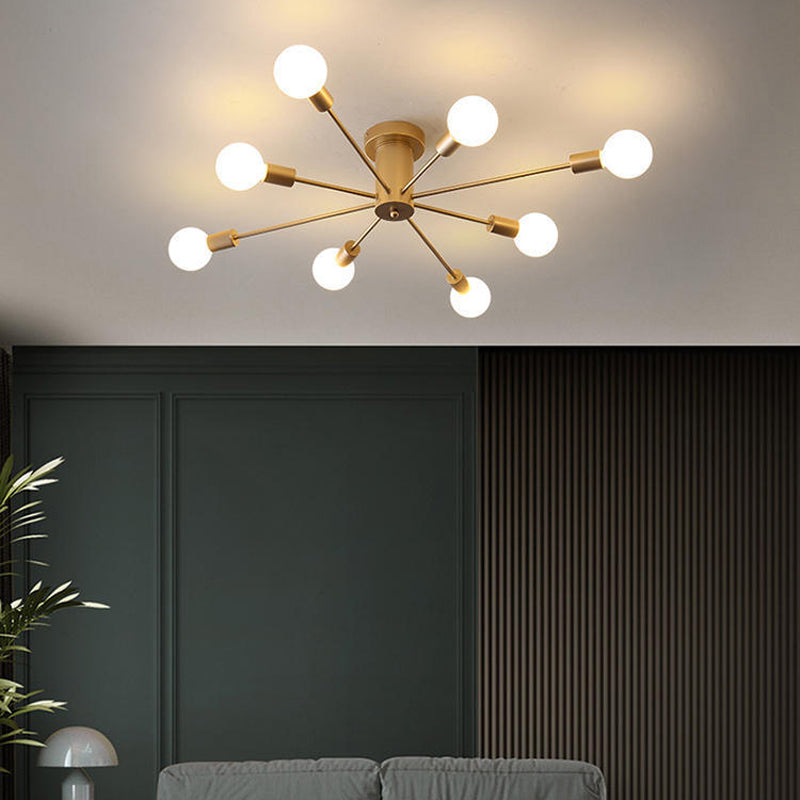 Minimalism Sputnik Flush Mount Metal Semi Flush Mount Light for Living Room