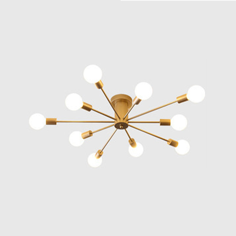 Minimalism Sputnik Flush Mount Metal Semi Flush Mount Light for Living Room