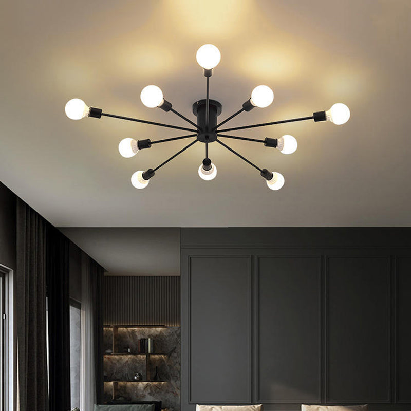 Minimalism Sputnik Flush Mount Metal Semi Flush Mount Light for Living Room