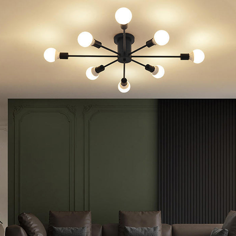 Minimalism Sputnik Flush Mount Metal Semi Flush Mount Light for Living Room