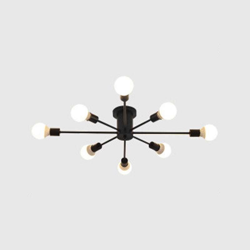Minimalism Sputnik Flush Mount Metal Semi Flush Mount Light for Living Room