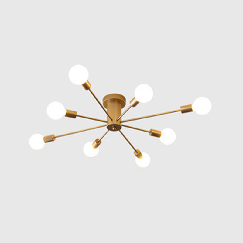 Minimalism Sputnik Flush Mount Metal Semi Flush Mount Light for Living Room