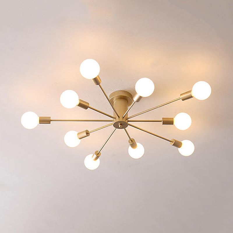 Minimalism Sputnik Flush Mount Metal Semi Flush Mount Light for Living Room